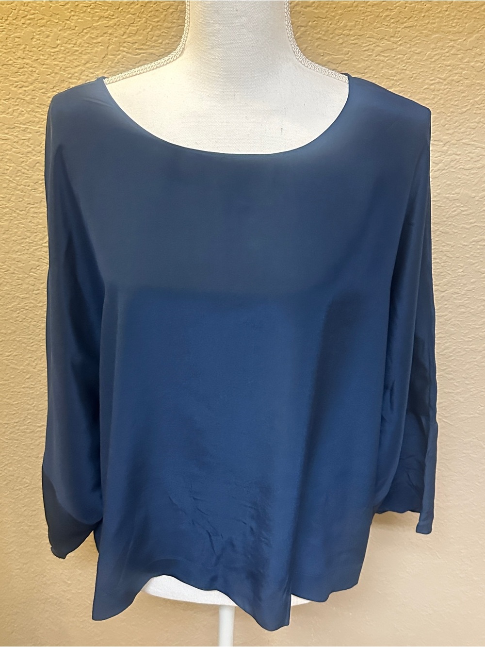 Laise Adzer Navy Silk Blouse for Women